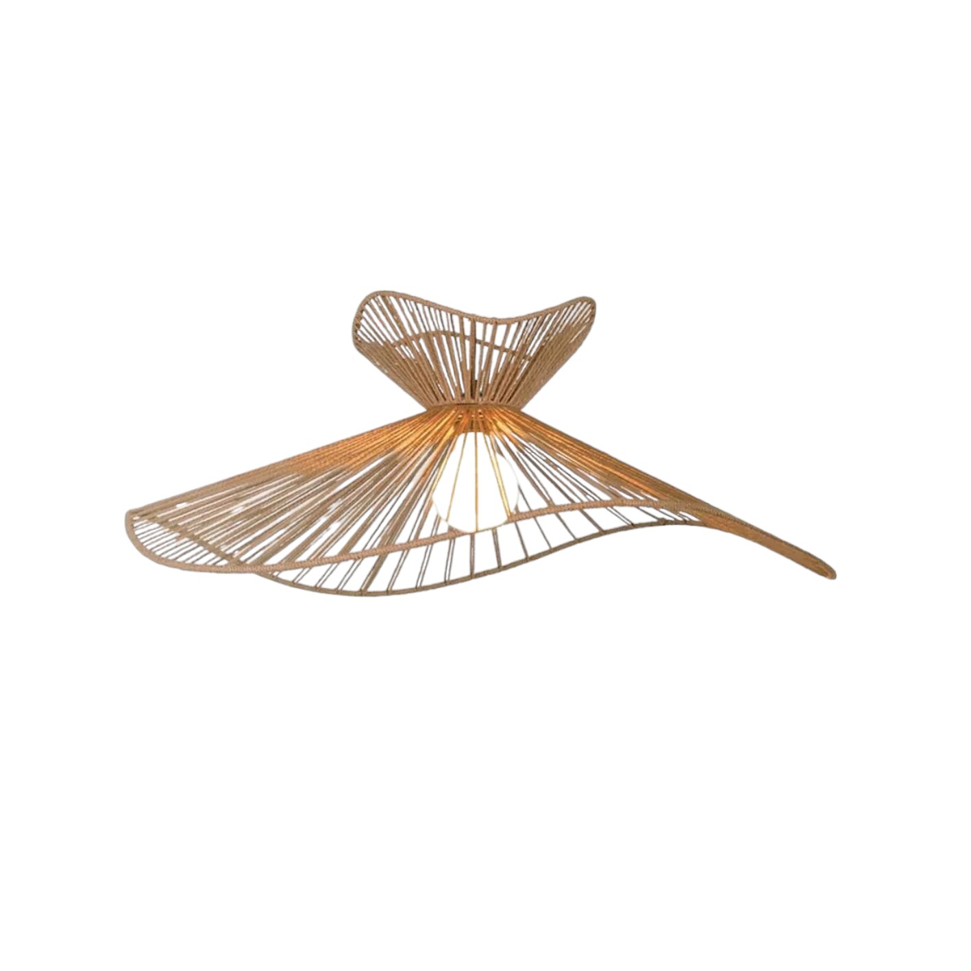 Suspension Sahara double D78 - métal noir abat-jour cordelette beige 