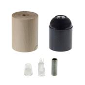 Kit douille E27 en bois avec serre câble