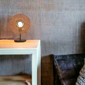 Lampe à poser Sahara - cordelettes tressées beige et métal noir 