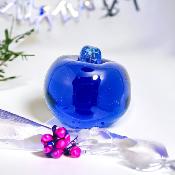 Perle pomme bleu foncé translucide