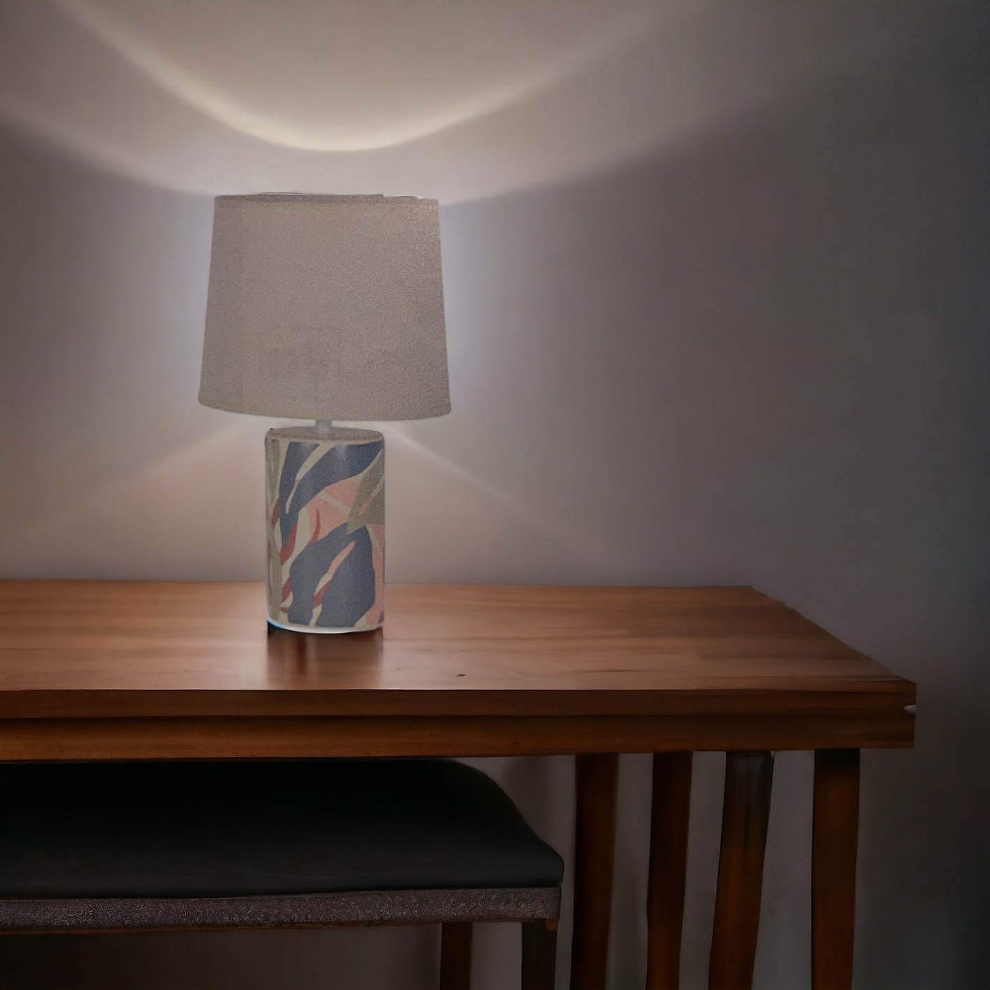 Lampe à poser en céramique et abat jour en lin - Montera 